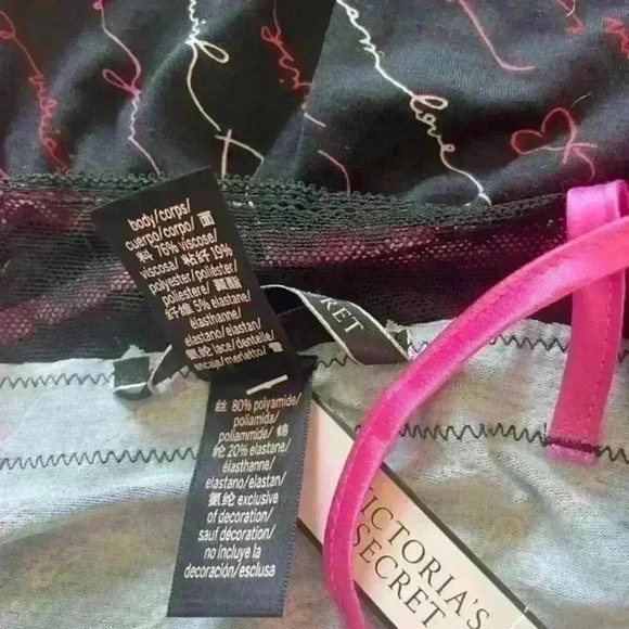 VICTORIA SECRET black pink Lace Romper size S nightgown  lingerie intimate - Picture 5 of 6